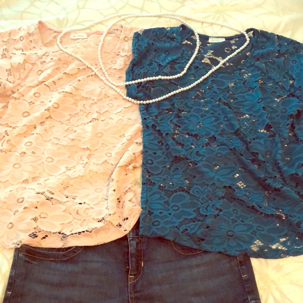 Bundle rose and green top! Size L x2